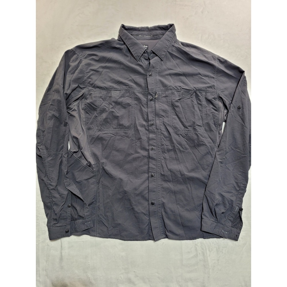 Kuhl Button Down Shirt Mens XXL Gray Ripstop‎ Hiking Long Sleeve